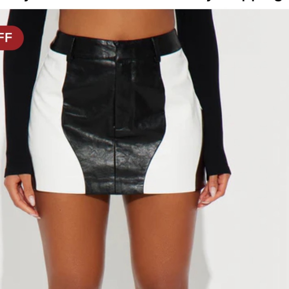 Fashion nova Black white and brown mini skirt